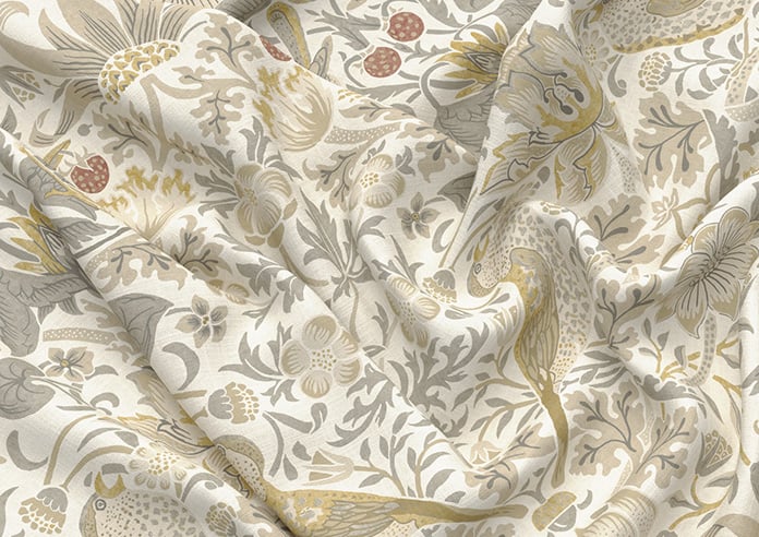 William Morris At Home Strawberry Thief, Ochre - Twist&Fit Roman Blind - Image 4